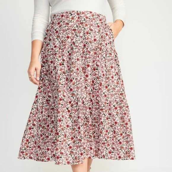NWT! Floral-Print Tiered Button-Front Maxi Skirt for Women - Size 2X - Picture 5 of 9